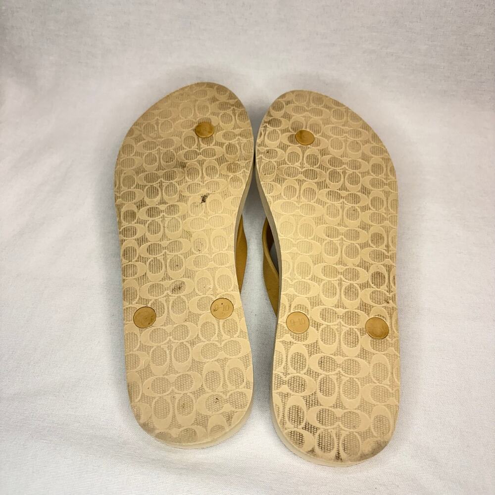 Coach Amel Signature Logo Flip Flops Sandals Women's US 9B Ivory - Picture 5 of 6
